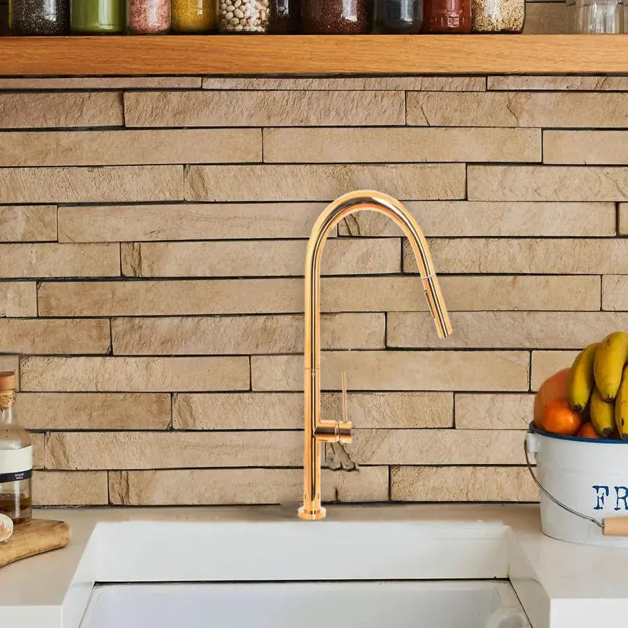 Kitchen Faucet with Extractable Shower, Sanitary Brass, Gold, CF2043 Kitchen Faucets Default Title Alessandro Design