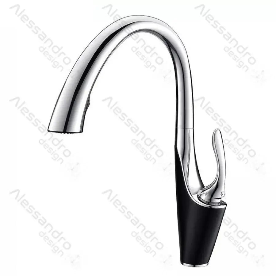 Kitchen Faucet with Extractable Shower, Sanitary Brass, Chrome, W058 Kitchen Faucets Default Title Alessandro Design