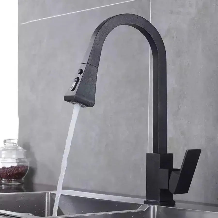 Kitchen Faucet with Extractable Shower, Sanitary Brass, Black, OD/2040 Kitchen Faucets Default Title Alessandro Design