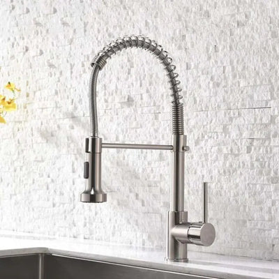 Kitchen Faucet with Extractable Shower, Stainless Steel and Chrome Brass, YD/101