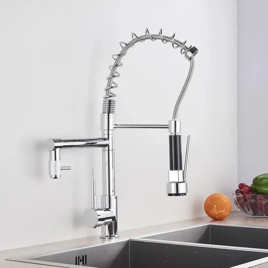 Kitchen Faucet with Extractable Shower, Stainless Steel and Chrome Brass, YD/201 Kitchen Faucets Default Title Alessandro Design