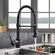 Kitchen Faucet with Extractable Shower, Stainless Steel and Black Brass, YD/102 Kitchen Faucets Default Title Alessandro Design