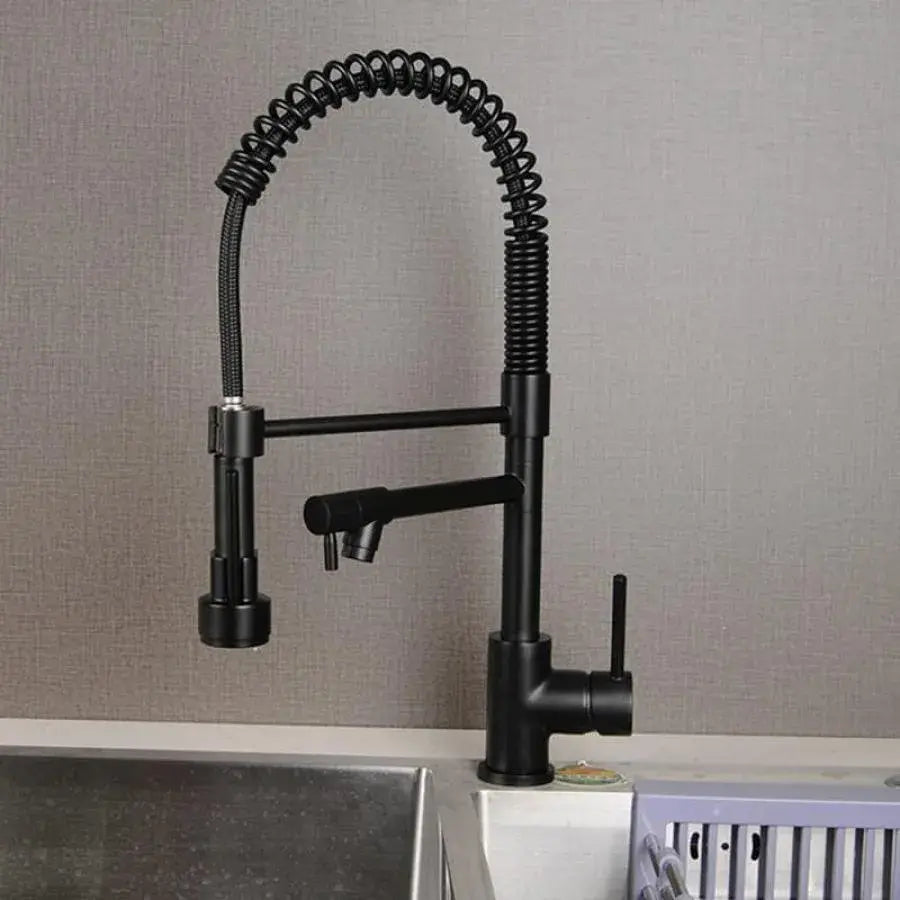 Kitchen Faucet with Extractable Shower, Stainless Steel and Black Brass, YD/201 Kitchen Faucets Default Title Alessandro Design