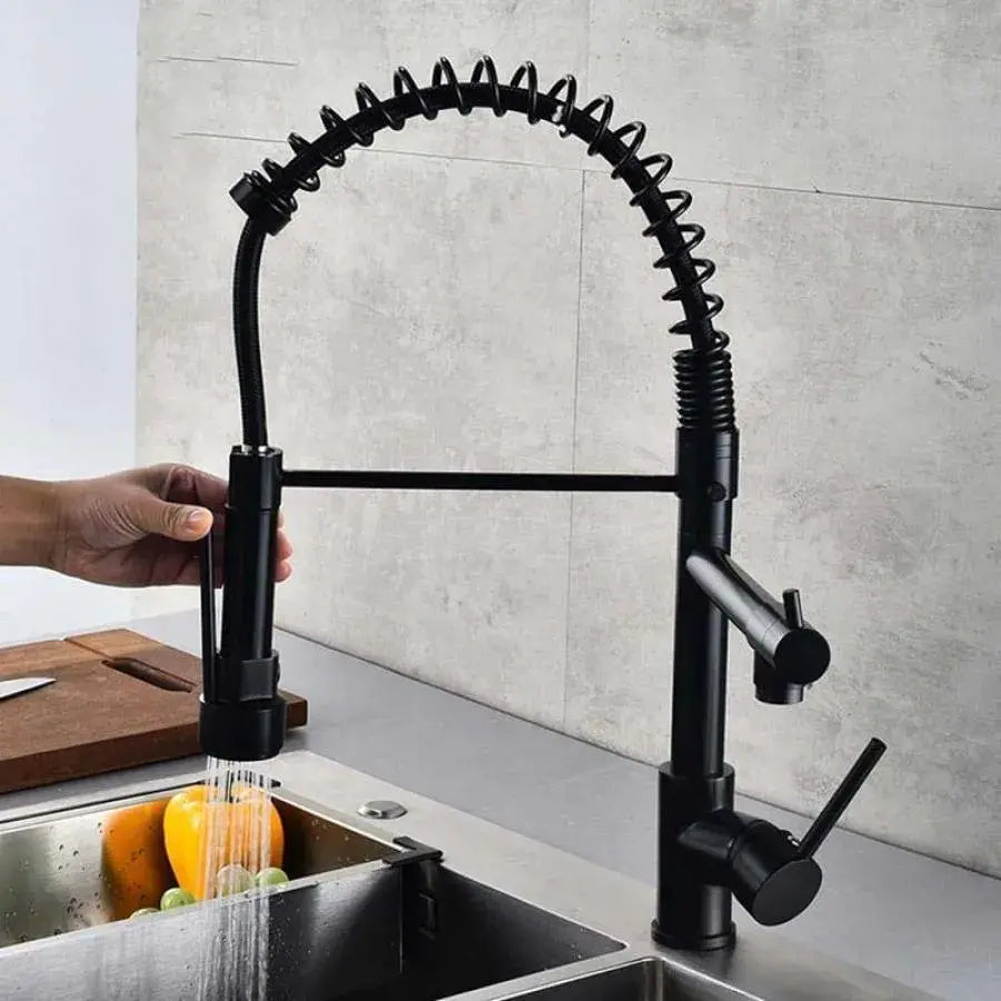 Kitchen Faucet with Extractable Shower, Stainless Steel and Black Brass, YD/201 Kitchen Faucets Default Title Alessandro Design
