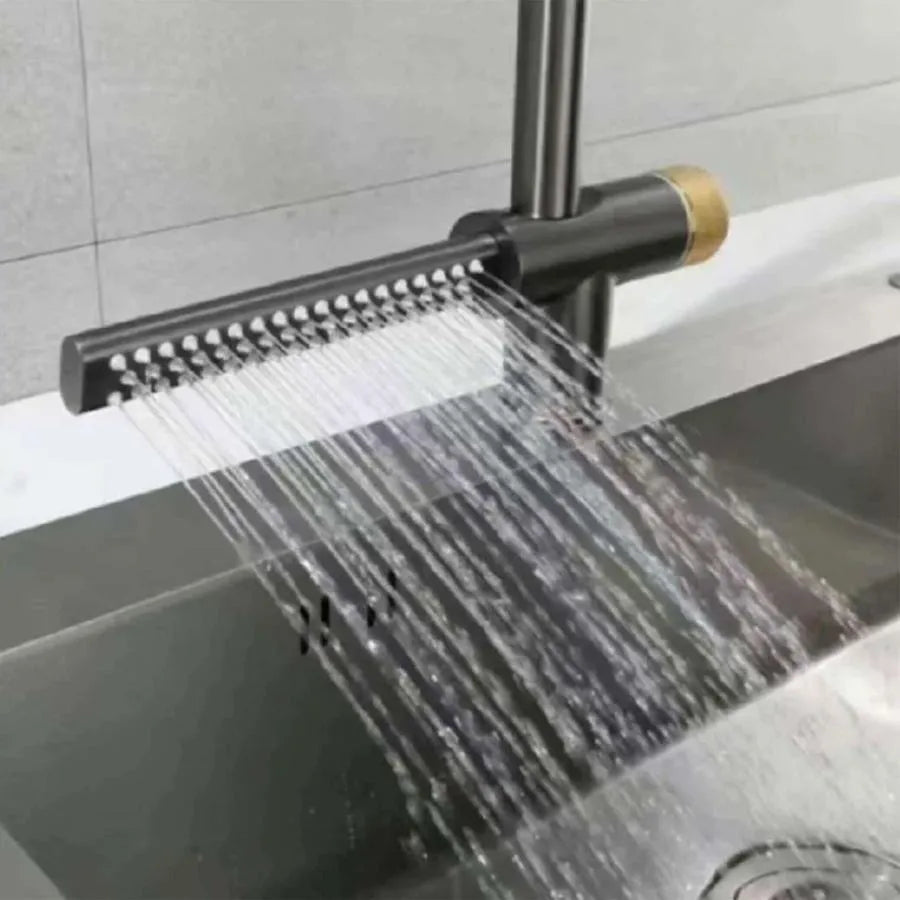 Kitchen faucet with extractable black stainless steel shower with waterfall function YB1500H Kitchen faucets Default Title Alessandro Design
