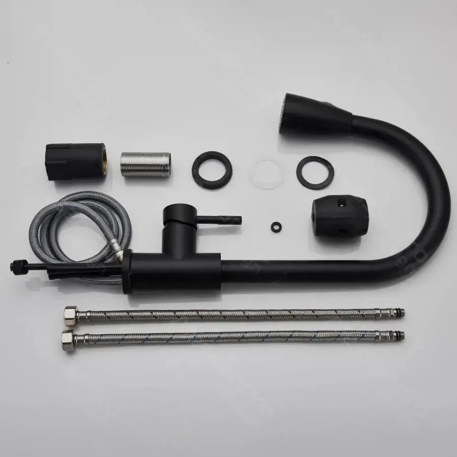 Kitchen Faucet with Extractable Shower, SUS304 Stainless Steel, Black, HS003 Kitchen Faucets Default Title Alessandro Design
