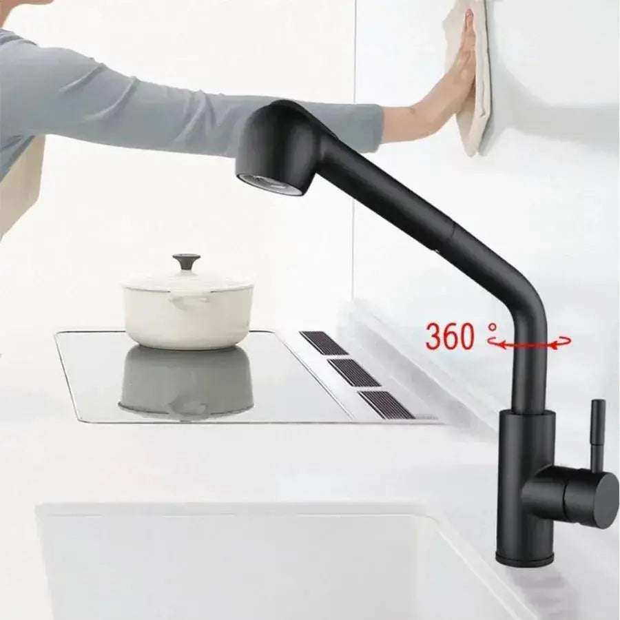 Kitchen Faucet with Extractable Shower, SUS304 Stainless Steel, Black, HS004 Kitchen Faucets Default Title Alessandro Design