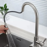 Kitchen Faucet with Extractable Shower, SUS304 Stainless Steel, Satin, CF018 Kitchen Faucets Default Title Alessandro Design