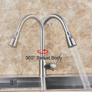 Kitchen Faucet with Extractable Shower, SUS304 Stainless Steel, Satin, CF018 Kitchen Faucets Default Title Alessandro Design