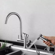 Kitchen Faucet with Extractable Shower, SUS304 Stainless Steel, Satin, CF034 Kitchen Faucets Default Title Alessandro Design