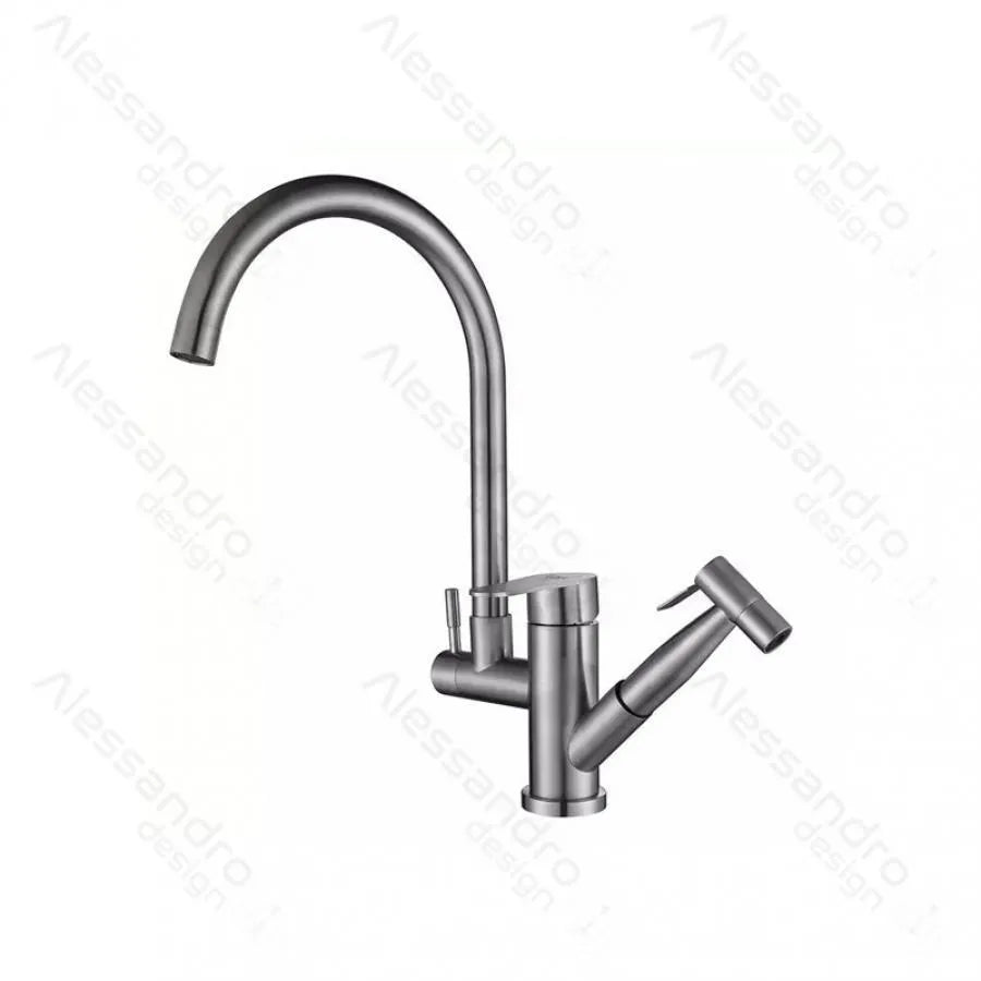 Kitchen Faucet with Extractable Shower, SUS304 Stainless Steel, Satin, CF034 Kitchen Faucets Default Title Alessandro Design
