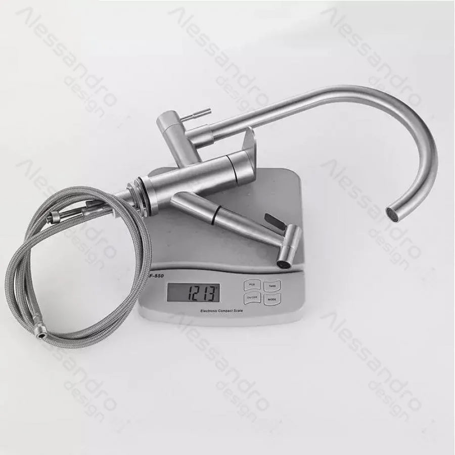 Kitchen Faucet with Extractable Shower, SUS304 Stainless Steel, Satin, CF034 Kitchen Faucets Default Title Alessandro Design