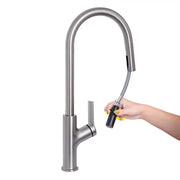 Kitchen Faucet with Extractable Shower, SUS304 Stainless Steel, Satin, FJ5542 Kitchen Faucets Default Title Alessandro Design