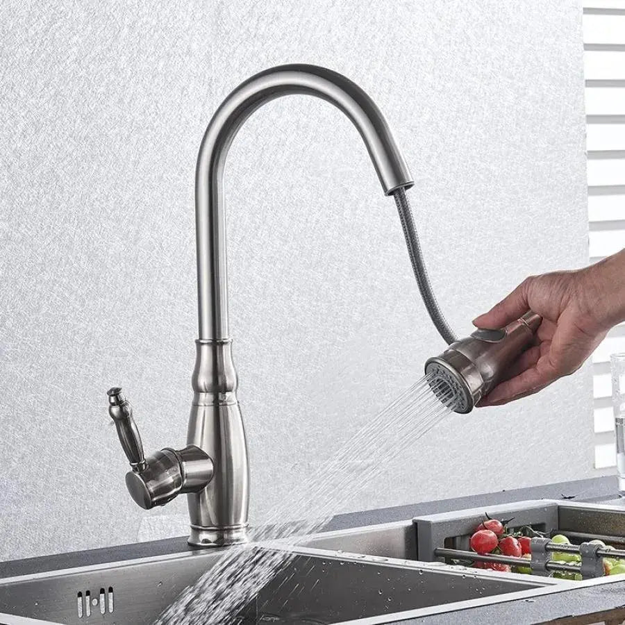 Kitchen Faucet with Extractable Shower, SUS304 Stainless Steel, Satin, YSQ/105 Kitchen Faucets Default Title Alessandro Design