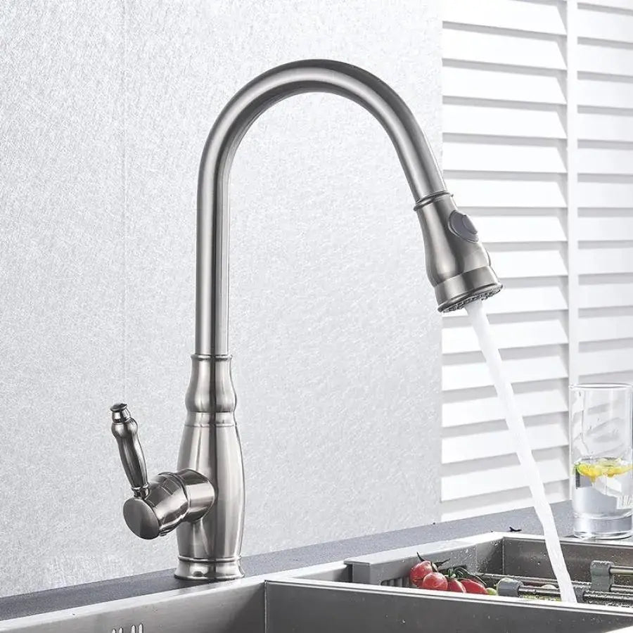Kitchen Faucet with Extractable Shower, SUS304 Stainless Steel, Satin, YSQ/105 Kitchen Faucets Default Title Alessandro Design