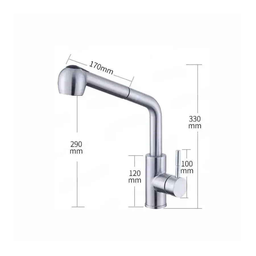 Kitchen faucet with pull-out shower Starke CF019, single lever, stainless steel, ceramic cartridge, satin finish Kitchen Faucets Default Title Alessandro Design