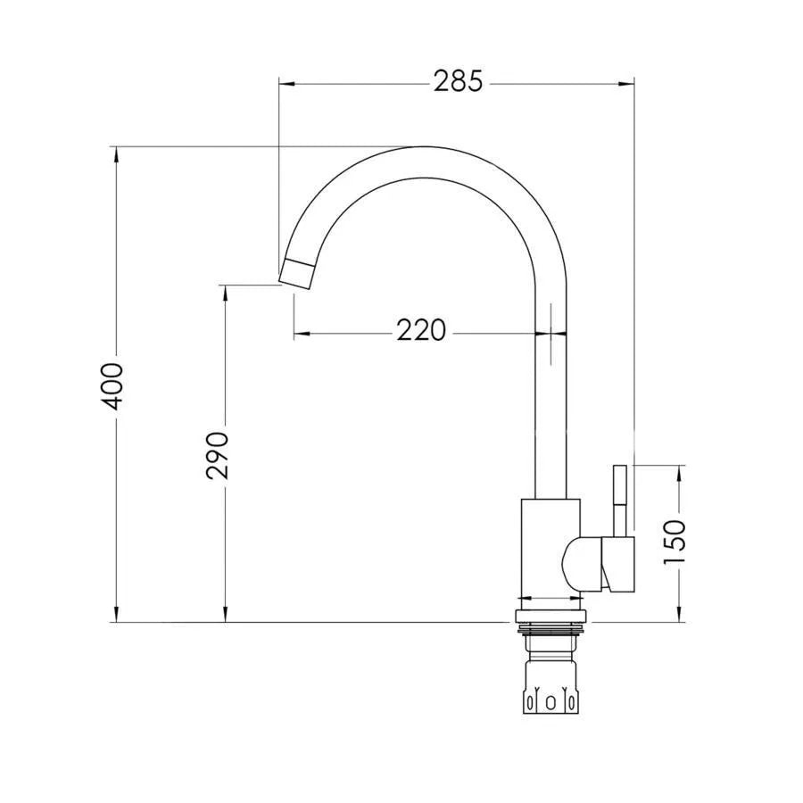 Fabiano Kitchen Faucet, Single Lever, Ceramic Cartridge 35mm, Stainless Steel 304, Graphite Kitchen Faucets Default Title Alessandro Design