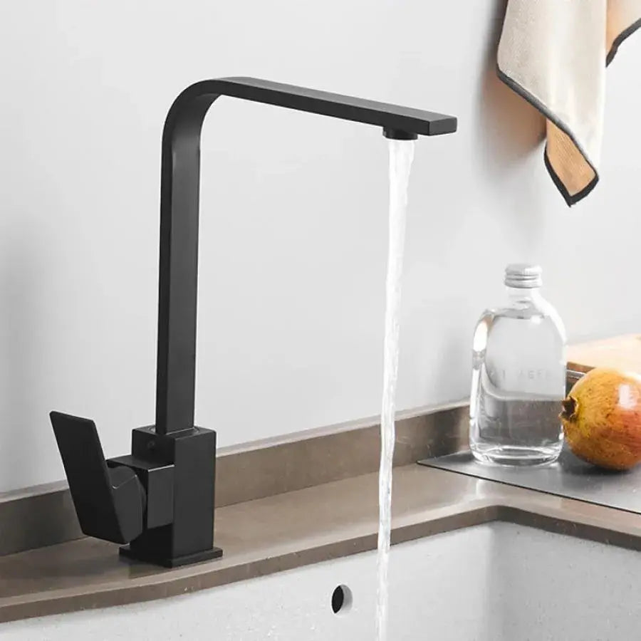 Single-lever Kitchen Faucet Pivoting Spout Ceramic Cartridge Stainless Steel Black Satin Connections Fixing Kit Included HS002 Kitchen Faucets Default Title Alessandro Design