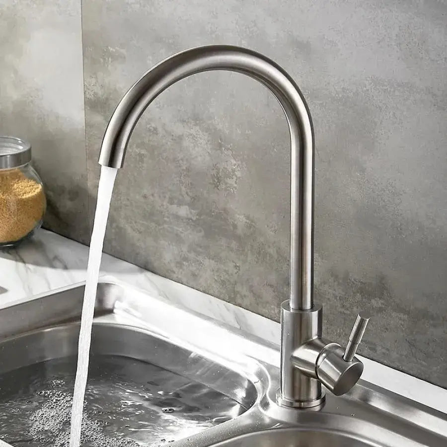 Single lever kitchen faucet Pivoting faucet Ceramic cartridge Satin stainless steel Connections Fixing kit included CF001 Kitchen faucets Default Title Alessandro Design