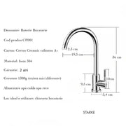Single lever kitchen faucet Pivoting faucet Ceramic cartridge Satin stainless steel Connections Fixing kit included CF001 Kitchen faucets Default Title Alessandro Design