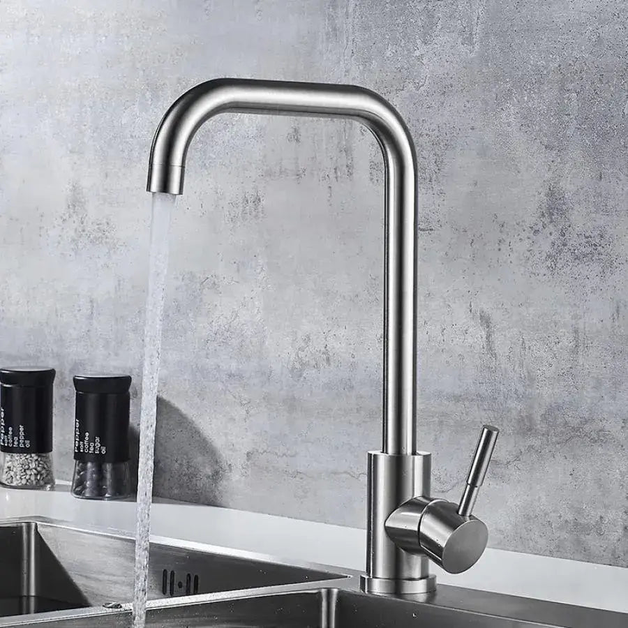 Single lever kitchen faucet Pivoting faucet Ceramic cartridge Satin stainless steel Connections Fixing kit included CF002 Kitchen faucets Default Title Alessandro Design