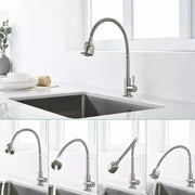 Kitchen Faucet Flexible Faucet 2 Jets Satin Stainless Ceramic Cartridge Connections Included CF031 Kitchen Faucets Default Title Alessandro Design