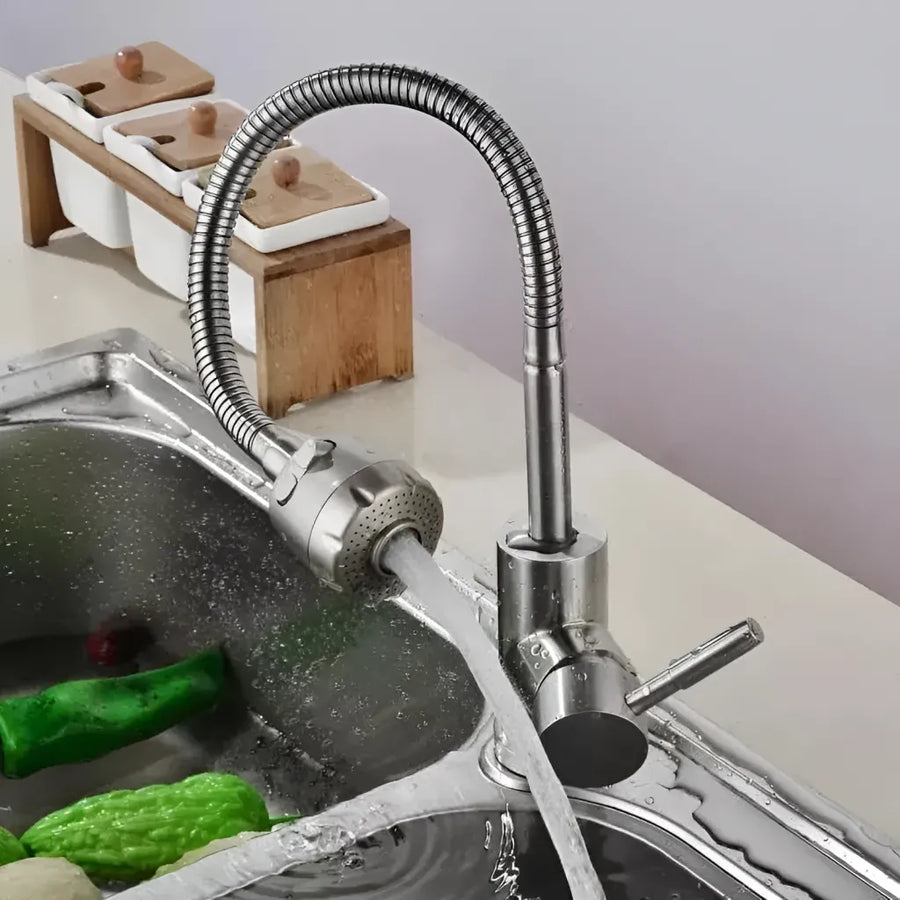 Kitchen Faucet Flexible Faucet 2 Jets Satin Stainless Ceramic Cartridge Connections Included CF031 Kitchen Faucets Default Title Alessandro Design