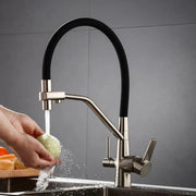 Kitchen Faucet with 3 Faucets Flexible Spout Sanitary Brass Silver Black Kitchen Faucets Default Title Alessandro Design