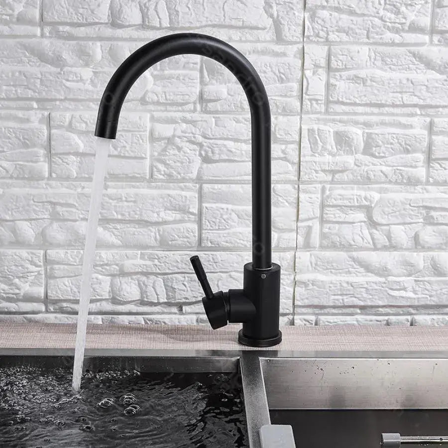 Single-lever Kitchen Faucet Pivoting Spout Ceramic Cartridge Stainless Steel Black Satin Connections Fixing Kit Included HS001 Kitchen Faucets Default Title Alessandro Design