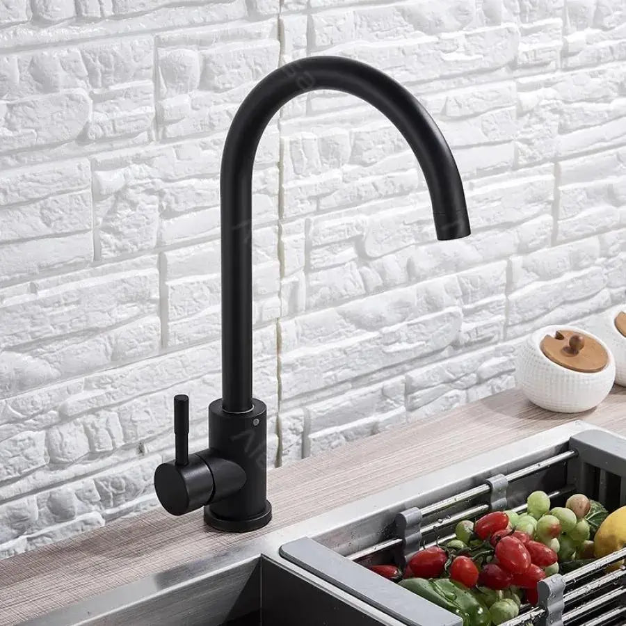 Single-lever Kitchen Faucet Pivoting Spout Ceramic Cartridge Stainless Steel Black Satin Connections Fixing Kit Included HS001 Kitchen Faucets Default Title Alessandro Design