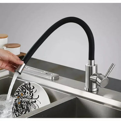 Kitchen Faucet with Flexible Spout, SUS304 Stainless Steel, Satin, CF025B