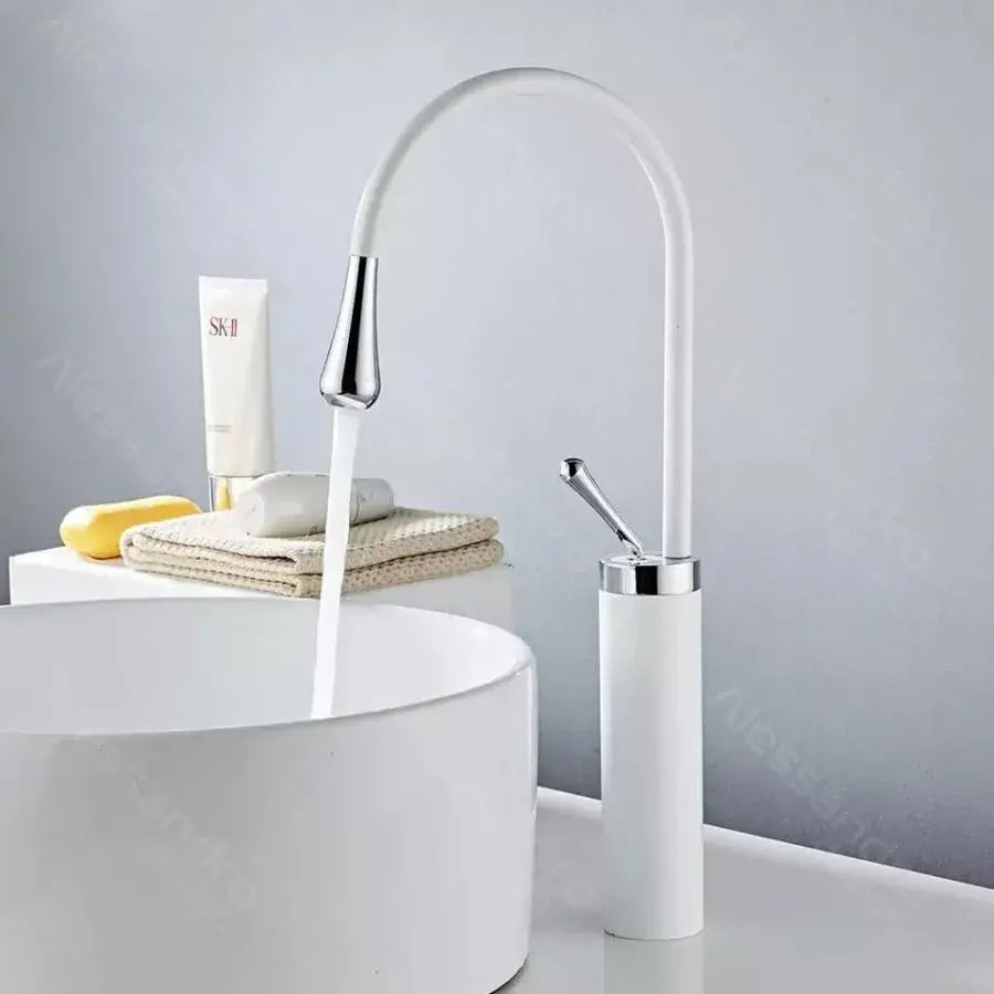 Basin Faucet, Sanitary Brass, White, WZY/326/A Bathroom Faucets Default Title Alessandro Design