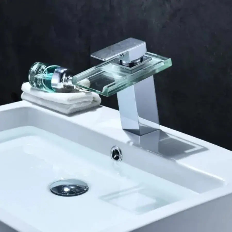 Basin Faucet, Alloy and Glass, Chrome, RGB Light, Color Change Depending on Water Temperature, OD3008 Bathroom Faucets Default Title Alessandro Design