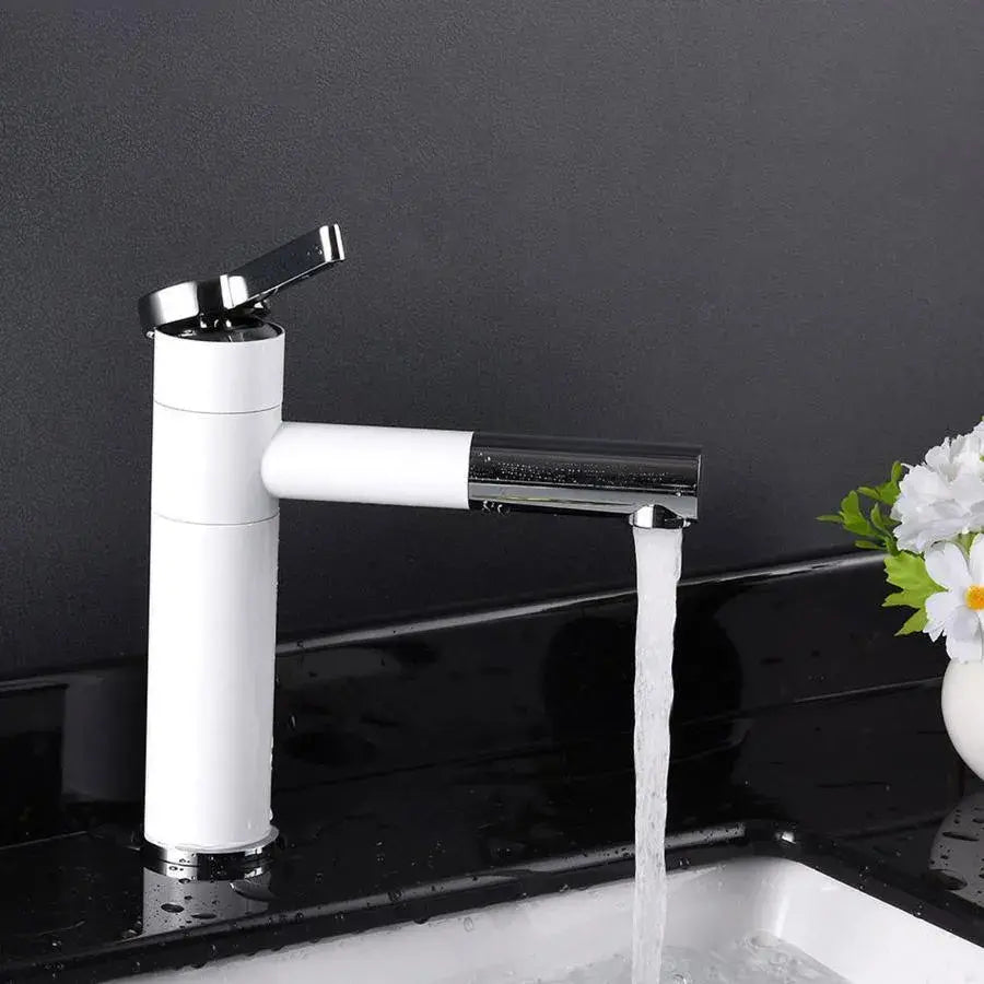 Washbasin faucet with pull-out shower, sanitary brass, white, WZX/2021 Bathroom faucets Default Title Alessandro Design