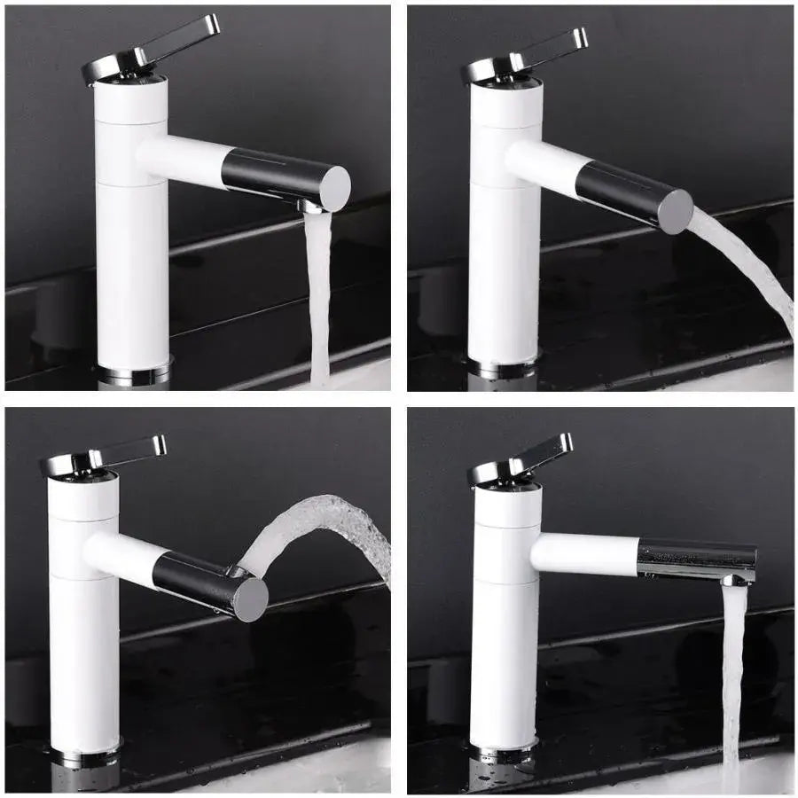 Washbasin faucet with pull-out shower, sanitary brass, white, WZX/2021 Bathroom faucets Default Title Alessandro Design