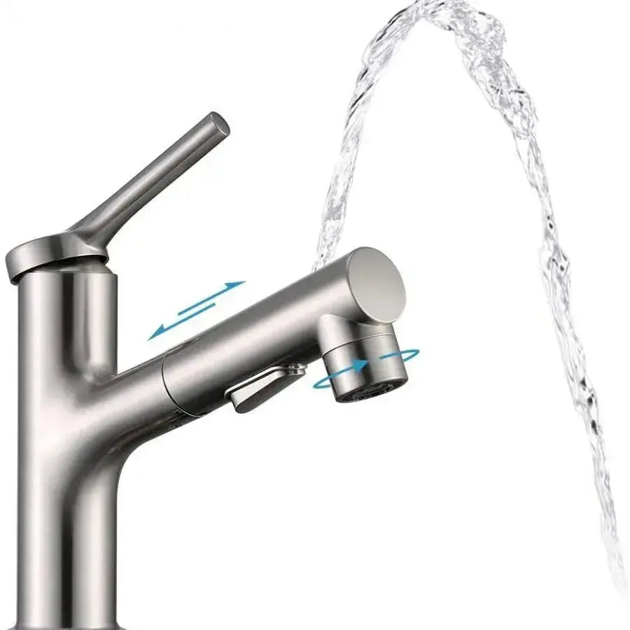 Washbasin Faucet with Pull-out Shower, Sanitary Brass, Chrome, 9337 Bathroom Faucets Default Title Alessandro Design