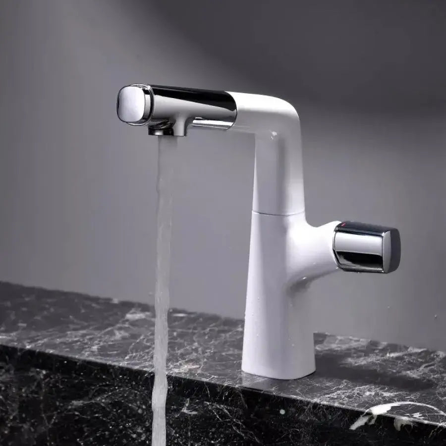 Washbasin faucet with pull-out shower, sanitary brass, chrome and white, MP016B/C Bathroom faucets Default Title Alessandro Design
