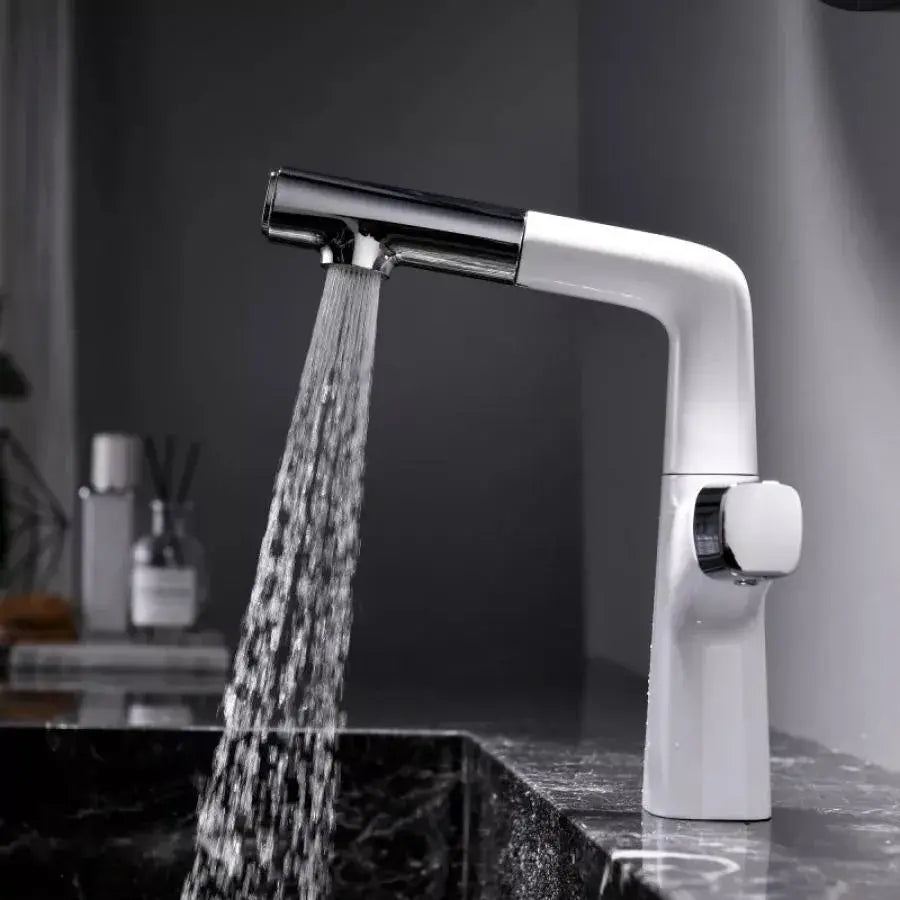 Washbasin faucet with pull-out shower, sanitary brass, chrome and white, MP016B/C Bathroom faucets Default Title Alessandro Design