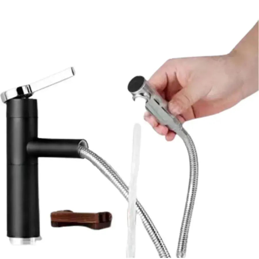 Washbasin Faucet with Extractable Shower, Sanitary Brass, Black, WZX/2022 Bathroom Faucets Default Title Alessandro Design