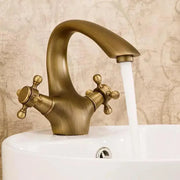 Swan Neck Basin Faucet, Metal, Antique Gold, OD/2045 Bathroom Faucets Default Title Alessandro Design
