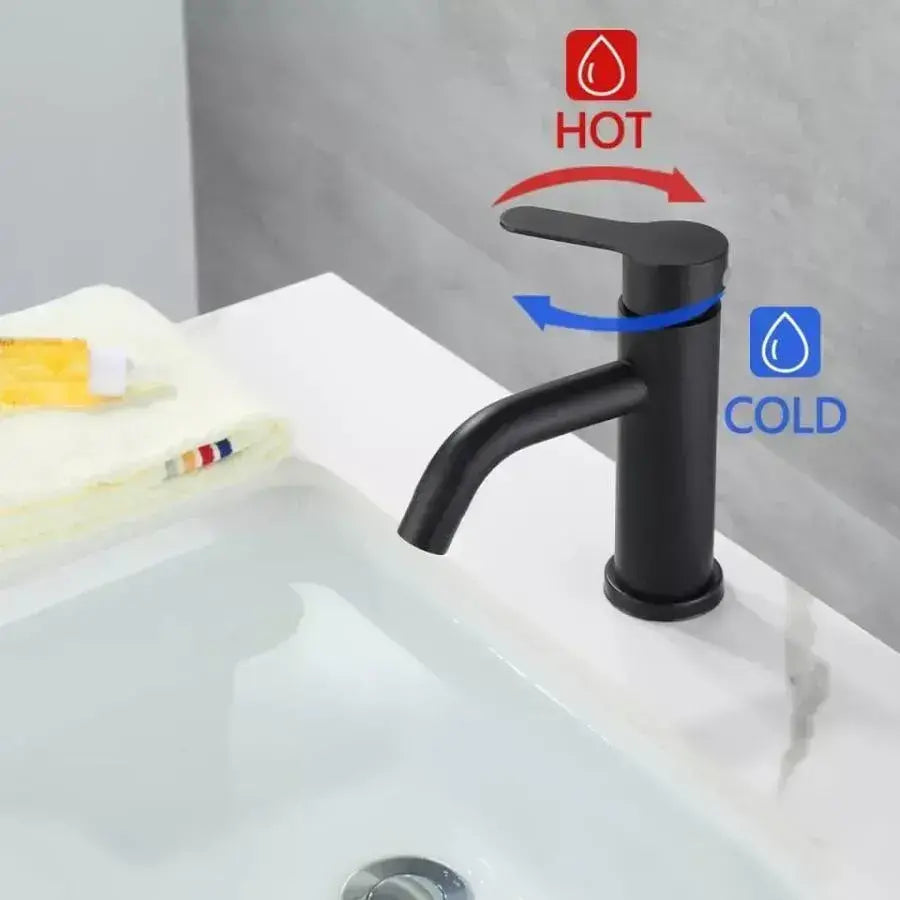 Sink Faucet, SUS304 Stainless Steel, Black, HS/LY007 Bathroom Faucets Default Title Alessandro Design