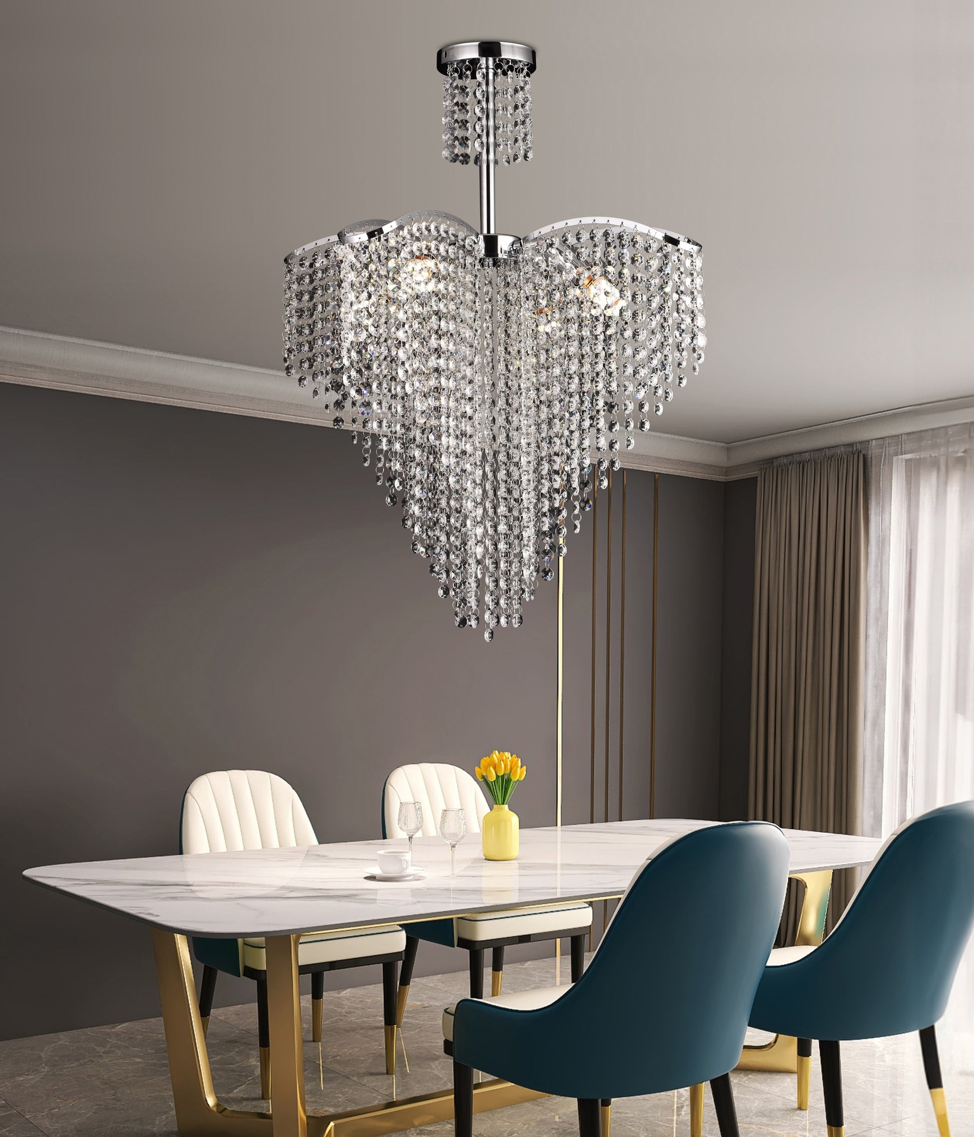 Crystal Candelabra Ander 4xE14 Diameter 45cm Chrome Crystal Candelabra Default Title Alessandro Design