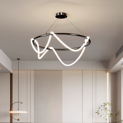LED Chandelier DIVINO Black 91W with Flexible Silicone Tube, Diameter 60cm - Adjustable Light 3000K/4000K/6000K Modern Chandeliers Default Title Alessandro Design