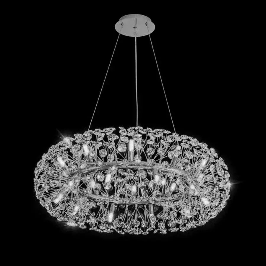 MINUET Crystal Chandelier 12x G9, Diameter 60cm, Shiny Silver, Adjustable Height Crystal Chandeliers Default Title Alessandro Design