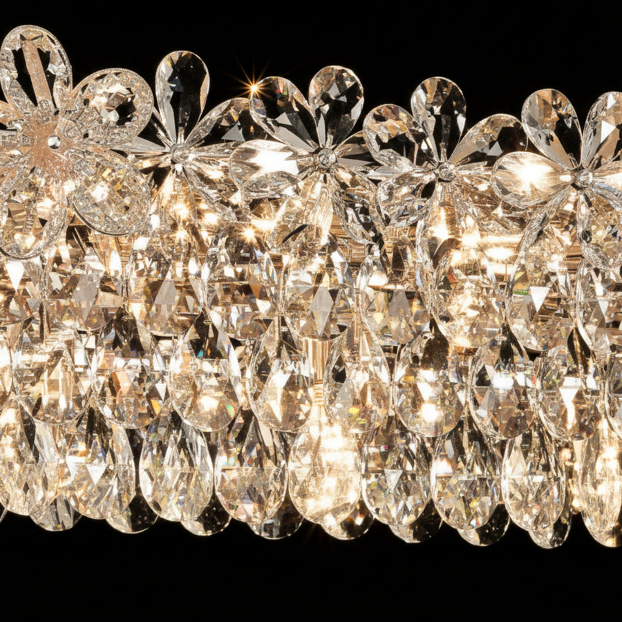 Crystal Chandelier Regalis 11x E14, Diameter 85cm, Shiny Gold, Adjustable Height, Metal and Crystal