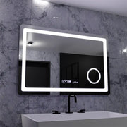 Rectangular LED Mirror, 90x60cm, Souverain MotionGlow Marcello, De-fogging System, Clock & Thermometer, Cosmetic Magnifier, Dimable Marcello Mirrors Default Title Alessandro Design