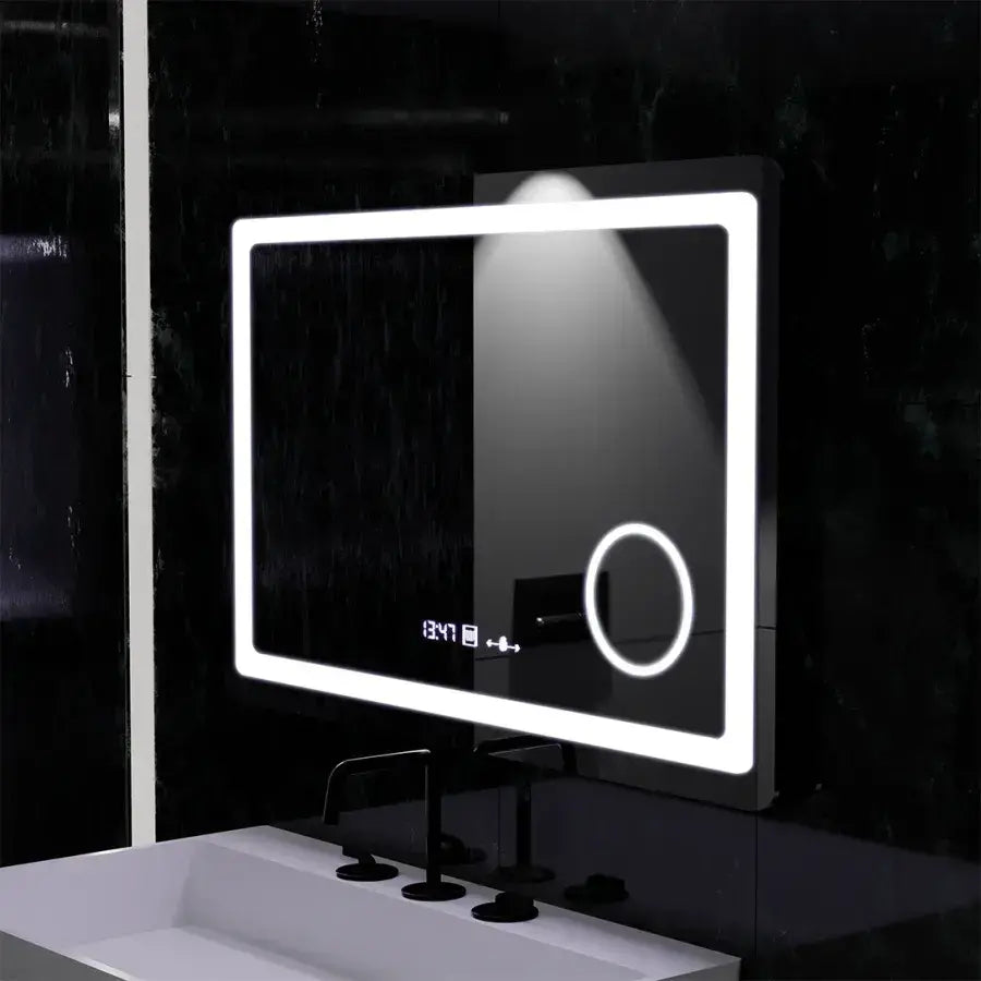 Rectangular LED Mirror, 90x60cm, Souverain MotionGlow Marcello, De-fogging System, Clock & Thermometer, Cosmetic Magnifier, Dimable Marcello Mirrors Default Title Alessandro Design