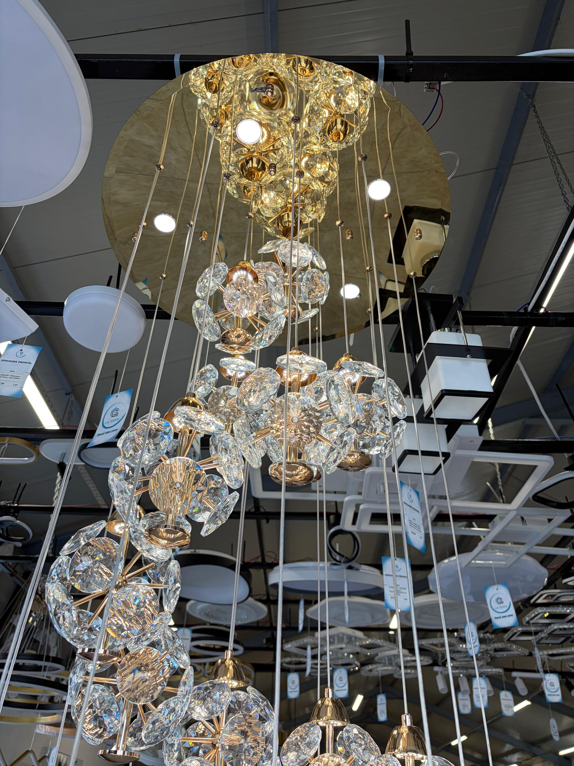 Crystal LED KILKENNY Culmino Chandelier, 144W, Neutral Light, Diameter 60cm, Gold Modern Chandeliers Default Title Alessandro Design