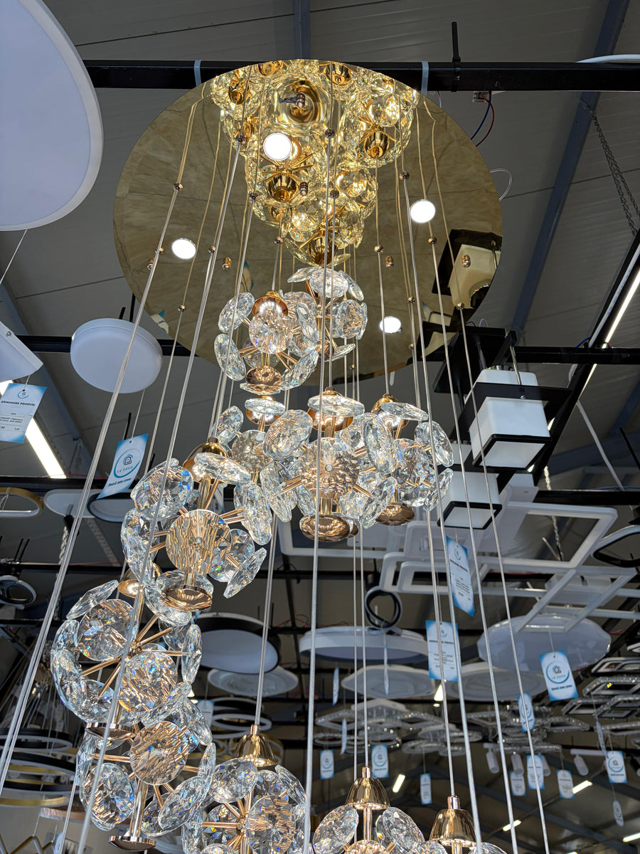Crystal LED KILKENNY Culmino Chandelier, 144W, Neutral Light, Diameter 60cm, Gold Modern Chandeliers Default Title Alessandro Design