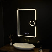 Rectangular LED Mirror, 50x70cm, Eclat MotionGlow Marcello, De-fogging System, Clock & Thermometer, Cosmetic Magnifier, Dimable Marcello Mirrors Default Title Alessandro Design